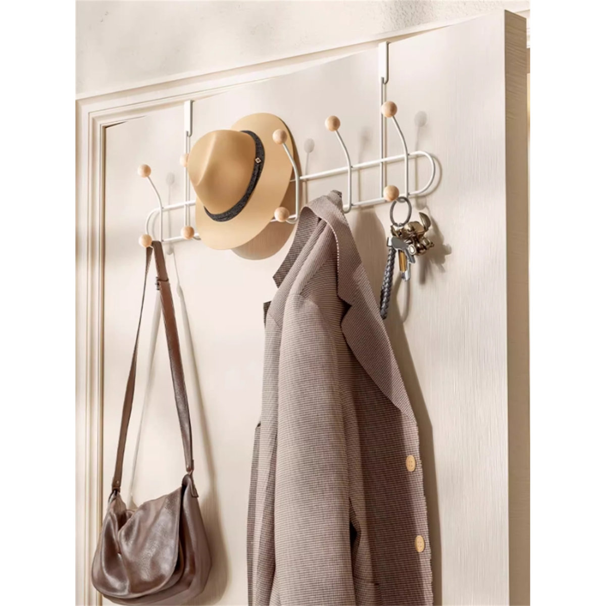 Versatile Metal Over-The-Door Hook Rack